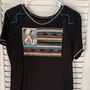 DDR Black T-Shirt with Colorful Embroidery